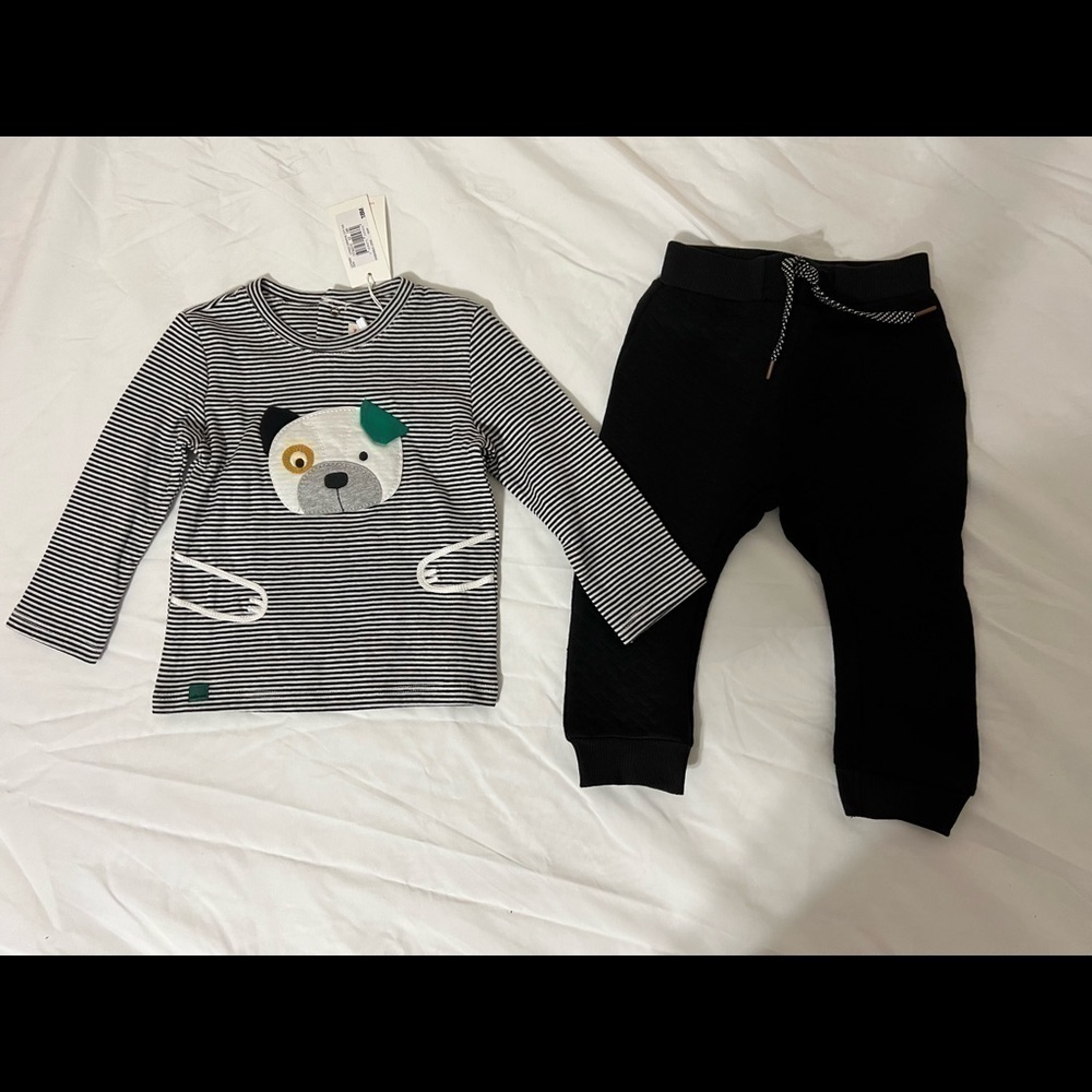NEW Catamini Boys 2pc Set Adorable Dog Long Sleeve And Pants 18 M Months
